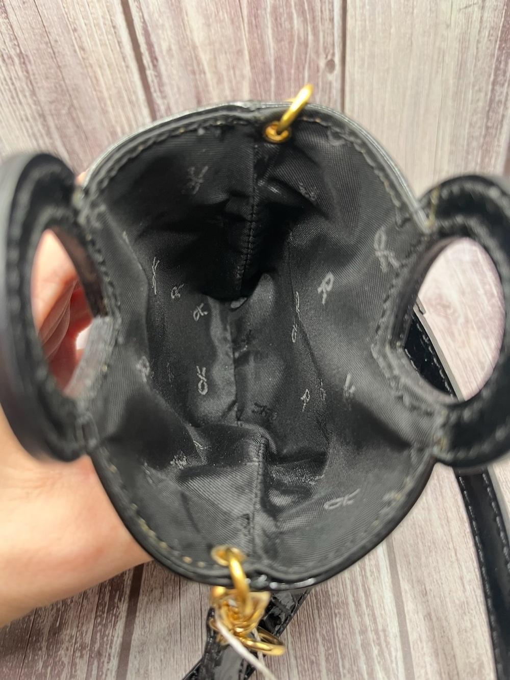 $248 NWT Roberta di Camerino Black Patent Glossy Mini Bucket Bag Micro Crossbody - Picture 12 of 16